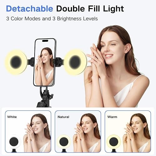 Vlogging Kit for iPhone/Android, Metal Selfie Stick Tripod for iPhone with Light and Microphone,70 inch Tall Adjustable Phone Tripod for TikTok/YouTube Starter Content Creator Essentials Kit thumbnail 2