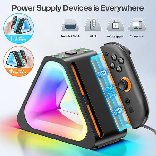 Charging Dock for 2025 Nintendo Switch 2 Joypad,Joypad 2 Controller Charging Docking Station, Ergonomics & Magnetic Fast Charger Dock Station with Charging Cable for for Nintendo 3DS & 2DS Skins thumbnail 4