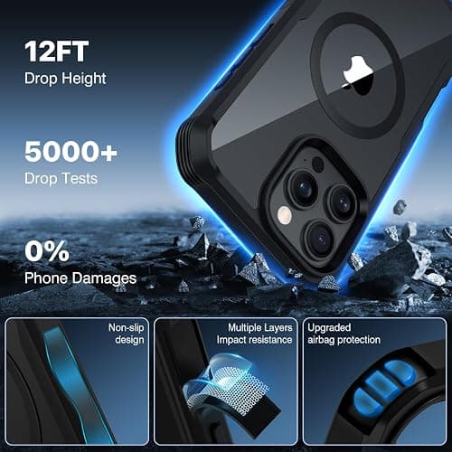 CENHUFO Magnetic Privacy for iPhone 16 Pro Max Case [Compatible with Magsafe] Full Body Phone Case Built-in 9H Tempered Glass Privacy Screen Protector Camera Lens Protector, Shockproof Cover -Black thumbnail 5