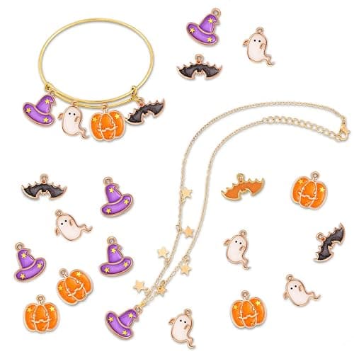 Hicarer 34 Pieces Halloween Charms Pendants Alloy Pumpkin Autumn Fall Jewelry Making Charms for Thanksgiving Party DIY Jewelry Necklace Bracelet Accessories(Horror Style) thumbnail 4