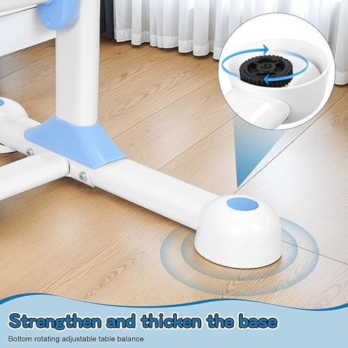 Kids Study Desk And Chair Set, Height Adjustable Children's Study Desk And Chair Set Toddler Learning Table and Stool Set with Bookshelf Storage Drawer 50-Degree Tiltable Desktop for Bedroom Blue thumbnail 7
