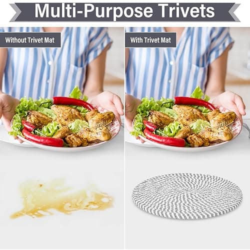 Billbotk 10" Trivets for Hot Dishes, Hot pots and Pans, Set of 6, Heat Resistant Pot Holders for Kitchen, Hot Pads for Countertops thumbnail 5