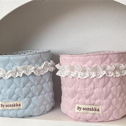 TENYELE Korean Styles Fabric Desktop Storage Basket For Organizing Small Items And Enhancing Your Workspaces Aesthetics thumbnail 8