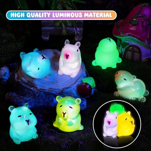 36PCS Luminous Mini Resin Capybara Miniature Capybara Figurines Glow in The Dark, Cute Tiny Capybaras Toys for Crafts Fairy Garden Landscape Capybaras Birthday Decorations (6 Style) thumbnail 7