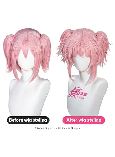 OSIAS Madoka Magica Wig Pink Short Synthetic Heat Resistant Hair thumbnail 3