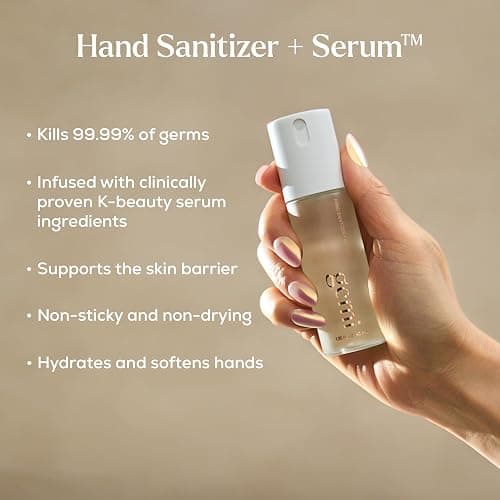 gemi Hand Sanitizer + Serum™, Elysium, Kills 99% of Germs, K-beauty | Hydrating formula with centella, vitamin B5 & green tea, amber floral scent with vanilla & peony thumbnail 2
