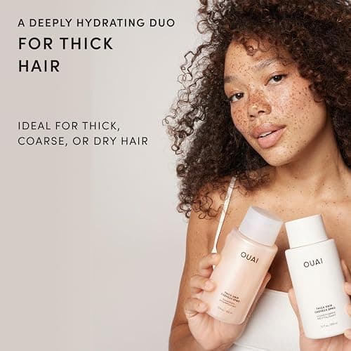 OUAI Thick Hair Shampoo & Conditioner Set - Travel Size (3 Oz) | Moisturizing Shampoo & Conditioner - Marshmallow Root, Shea Butter & Avocado Oil - Sulfate, Paraben & Phthalate Free thumbnail 2