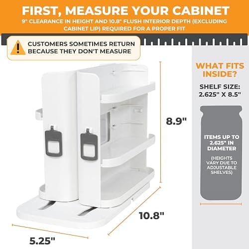 Cabinet Caddy SNAP! Spice Rack Organizer for Cabinet - Slide & Rotate Seasoning Organizer - 4 Snap-In Adjustable Shelves for 5 Tier of Storage - Magnetic Modular Design - 8.9”H x 6.1”W x 10.8”D thumbnail 2