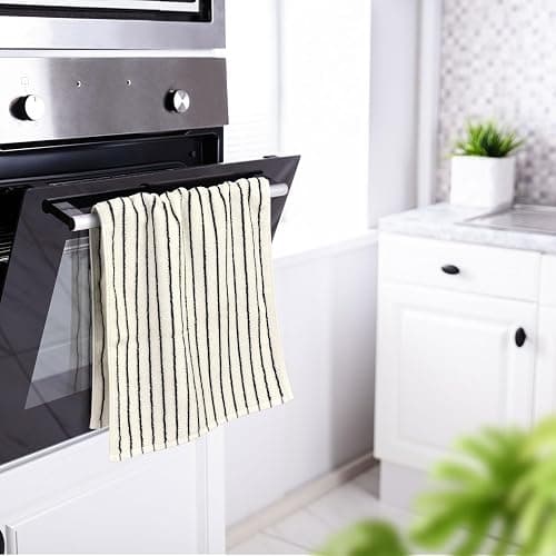 Jacquotha Black and White Striped Hand Towels for Bathroom, Vintage Kitchen Decor, Guest Use, Adults & Kids, Natural Cotton, 14” x 29” thumbnail 2