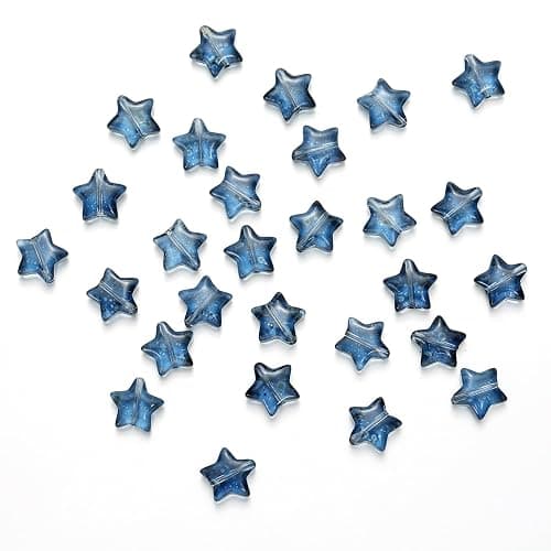 100pcs Dark Blue Star Beads Glass Crystal 10mm Stars Glass Spacer Beads for Jewelry Bracelet Making DIY Crafts Gifts (Dark Blue Star) thumbnail 4