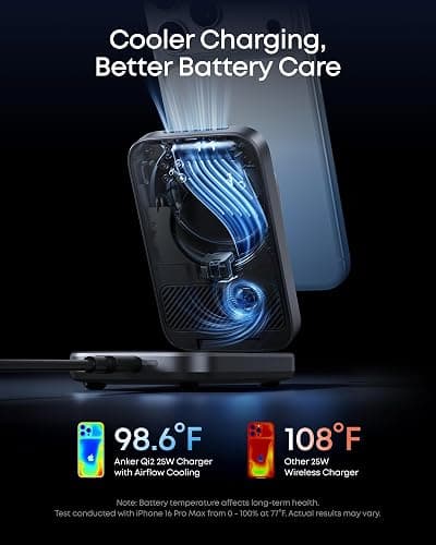 Anker Prime 3-in-1 Wireless Charging Station, MagSafe Charger Stand Compatible, Qi2.2 25W Certified Palm-Sized Foldable Charger for iPhone 17/16, Apple Watch, AirPods (Non-Battery, Adapter Included) thumbnail 3