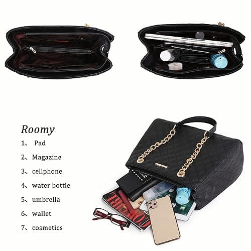 Montana West MEDIUM Tote Bag for Women Quilted Chain Handbags Shoulder Purse thumbnail 5