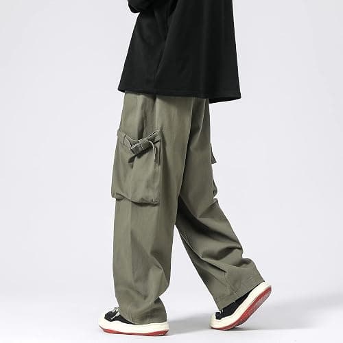 PRIJOUHE Men's Baggy Cargo Pants Casual Loose Fit Wide Leg Pants with Elastic Drawstring Waist thumbnail 4