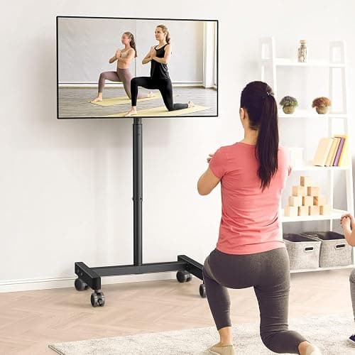 Perlegear Rolling TV Stand, Mobile TV Stand on Wheels for 13-50 inch TVs with Height Adjustment & 30° Tilt, Portable TV Cart with Wheels Holds 44lbs, Max VESA 200x200mm thumbnail 7