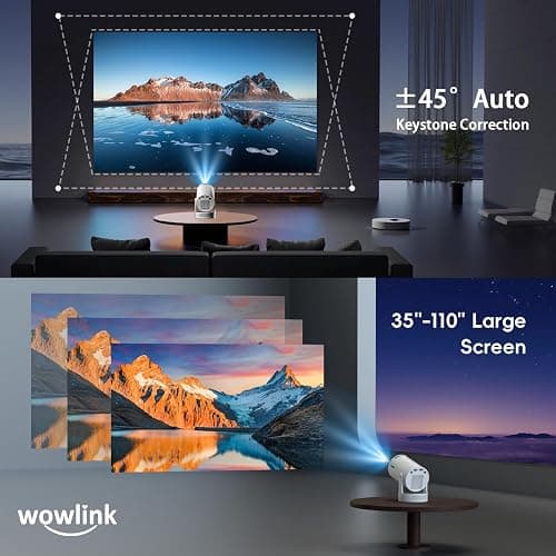 [Apps integrate & 2025 Upgraded] Mini Proiettore con WiFi 6 Bluetooth 5.4 Support 4K 1080P Auto Keystone Rotabile 180° Proiettore Portatile Compatibile con HDMI/TV Stick/Memory Stick/Laptop, Bianco thumbnail 6