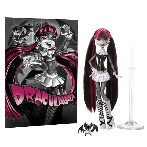 Monster High Reel Drama Doll, Draculaura in Black and White, Collectible Reproduction with Doll-Size and Life-Size Posters, Horror Flick Theme​​​ thumbnail 6
