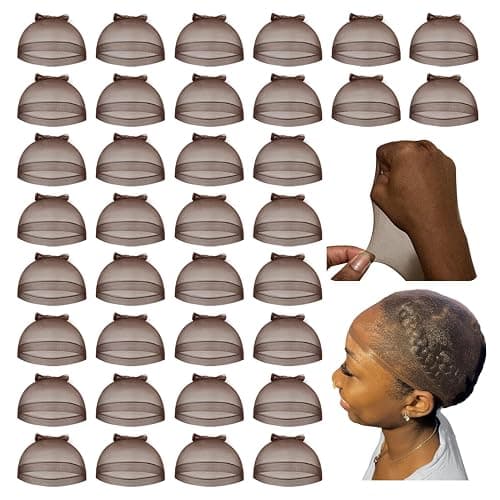 Z-CHARMMY HD Bald Caps for Lace Front Wigs, 36 Pieces Non-slip Stocking Wig Cap Bulk, Dark Brown - Image 1