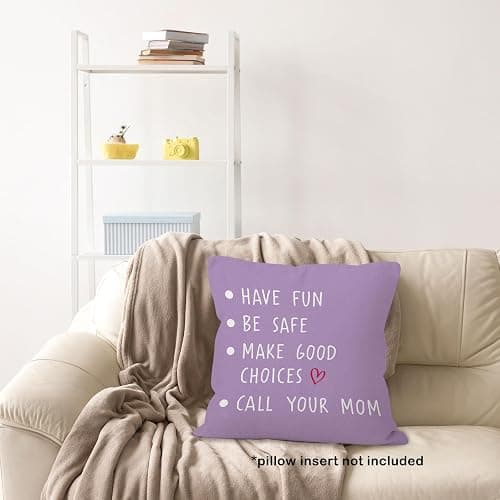 MONALET Purple Call Your Mom Dorm Throw Pillow Covers 18x18, Back to School Decor Pillow Cases Gifts for Classroom Teen Girl Dorm Room Bedroom, Freshman College Pillowcases for Couch Bed Sofa thumbnail 6