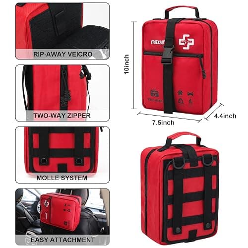 VRIEXSD 400 Piece Large First Aid Kit Premium Emergency Kits for Home, Office, Car, Outdoor, Hiking, Travel, Camping, Survival Medical First Aid Bag, Red thumbnail 4