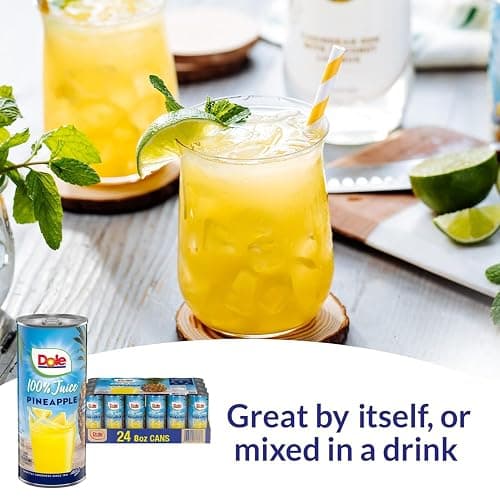 Dole 100% Pineapple Juice, No Added Sugar, Excellent Source of Vitamin C, 100% Fruit Juice, Packaging May Vary, 8.0 Fl Oz (Pack of 24) thumbnail 4