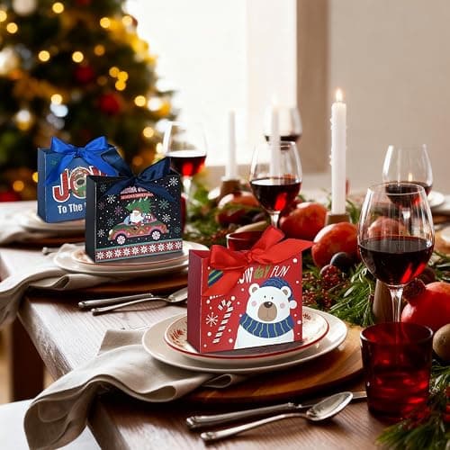Nimbbex 24 Pack Small Christmas Gift Bags, 4.5 × 4×1.8 Inches Mini Christmas Bags With Ribbons, Small Xmas Gift Bags For Wrapping Presents, Party Decor (Cute) thumbnail 5
