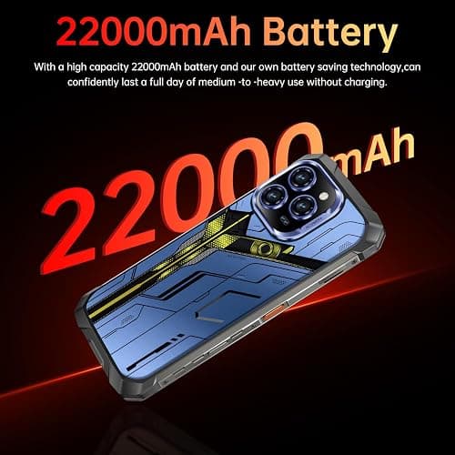 MMY 32+1TB Rugged Armor Unlocked Cell Phone,Smartphone 6.99" HD 68+108MP Night Vision photography22000mAh AI Unlocked Phone,Face ID/Fingerprint Unlock/Underwater-Night-Photo/Dual SIM/5G/NFC(Blue) thumbnail 2