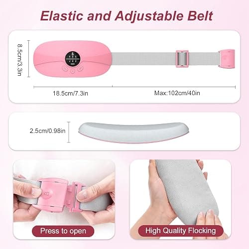 BAMCOO Portable Heating Pad for Cramps, Small Pink Heating Pad for Women | Travel Heating Pad with 5s Fast Heating, 3 Heat Levels and 3 Massage Modes thumbnail 4