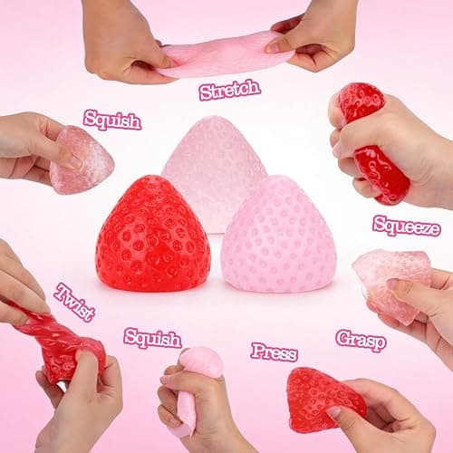 3pcs Strawberry Taba Squishy with Card,Ultra-Soft Stress Relief Squishy Fidget Toys Adults,Small Cute Sensory Squeeze Toys,Fun Kids Enjoy Decompression Toy,Soft and Relaxing Squeezing Toy thumbnail 4