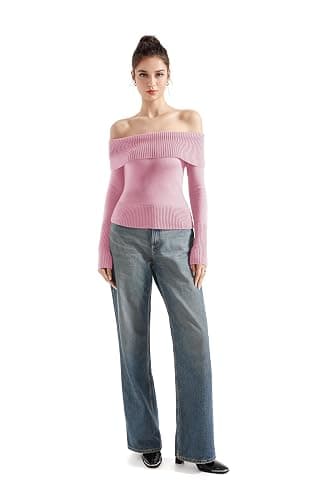 SUUKSESS Women Off Shoulder Sweaters Long Sleeve Ribbed Knit Going Out Fall Tops Blouse thumbnail 7
