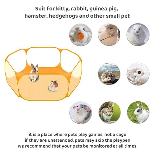 Amakunft Small Animal Playpen, Pop-Up Portable Play Yard for Guinea Pigs, Rabbits, Hamsters, Hedgehogs, Foldable Exercise Fence with Breathable Mesh for Indoor Outdoor Use thumbnail 4