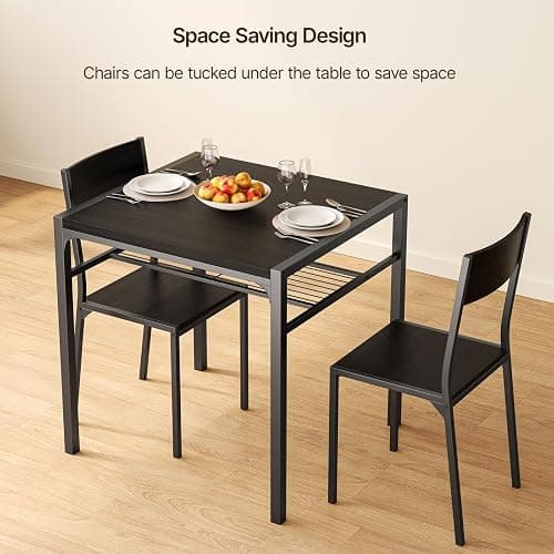 Gizoon Dining Table Set for 2, 3 Piece Kitchen Table with 2 Chairs for Small Space, Apartment, Kitchen, Dining Room, Space-Saving thumbnail 4
