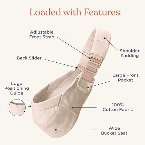 Ergobaby Upsie Sling Baby Carrier for Babies and Toddlers 6-48 Months (17-45 lbs) - 2-Position Ergonomic Baby Carrier with Front Storage Pocket, Hip-Healthy Positioning - Natural Beige thumbnail 9