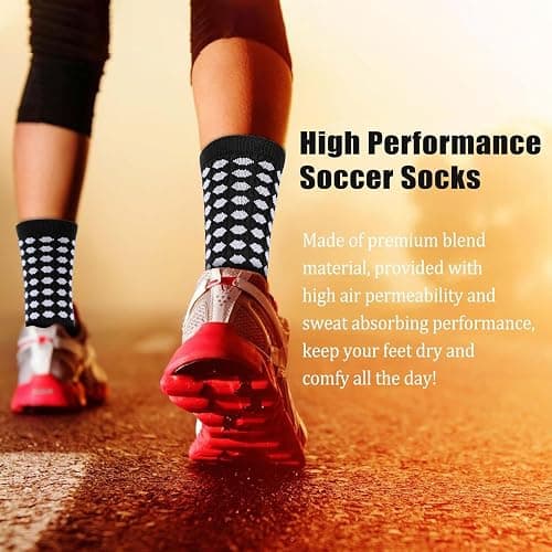 Ultrafun 3/5 Pairs Soccer Socks with Grip Pads Non Slip Football Basketball Sports Socks for Men Women thumbnail 6
