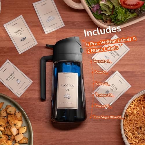 TrendPlain 16oz/470ml Blue Glass Olive Oil Sprayer for Cooking - 2 in 1 Olive Oil Dispenser for Kitchen Gadgets, Air Fryer, Salad, and BBQ - Black thumbnail 3
