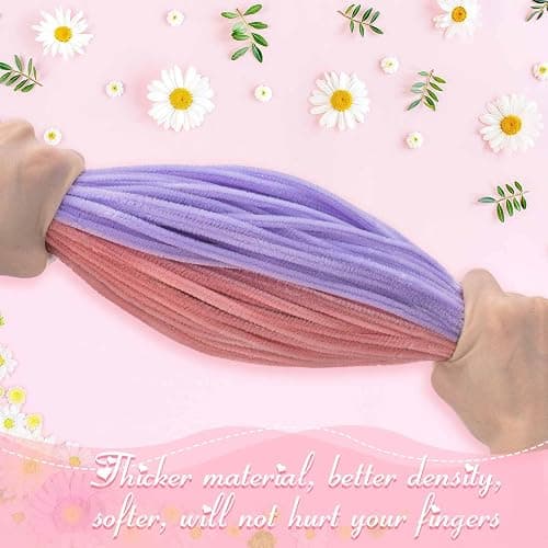 Peryiter 500 Pieces Pipe Cleaners Chenille Stems for Flowers Craft Supplies Bulk Fluffy Fuzzy Sticks for DIY Art Projects Creative Gift Wrapping Party Decorations(Macaron,12 Inch) thumbnail 6