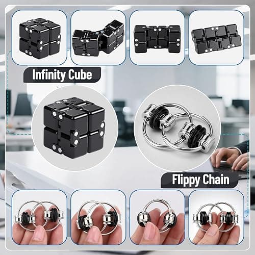 5 Pcs Fidget Toys Teen & Adult Metal Fidgets Spinner Infinity Cube Cool Hammer Hand Spinner Gadgets Office Desk Toy Sensory Items for Stocking Stuffers for Gift thumbnail 4