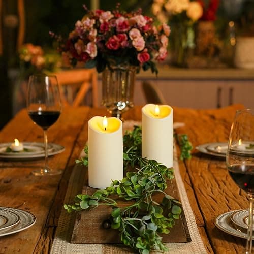 Homemory 6"x3" Outdoor Waterproof Flameless Candles, LED Candles, Battery Operated Candles with Remote and Timers, Electric Fake Plastic Pillar Candles, Ivory White, Set of 2 thumbnail 4