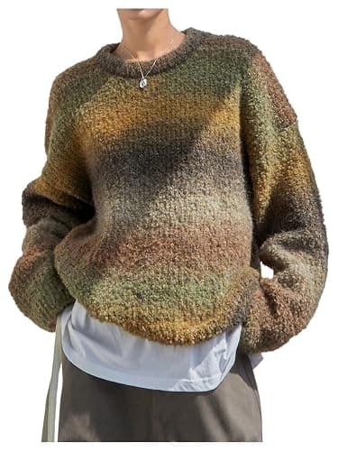 SOLY HUX Women's Vintage Long Sleeve Sweater Crew Neck Knitted Pullover Sweaters Oversized Tops Winter Festivals Clothes - Image 1