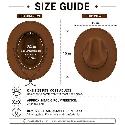 COLLECT PRESENT Plain Felt Cowboy & Cowgirl Hat for Men and Women | Western Studded Cowboy Hat in Adult Sizes thumbnail 5
