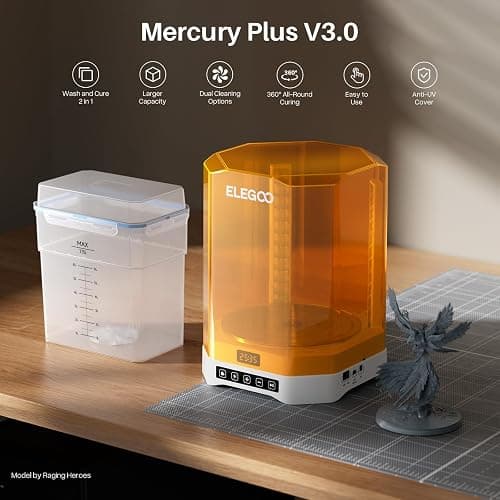 ELEGOO Mercury Plus V3.0 Wash and Cure Station, 7.5 L Large Capacity, Compatible with Mars Saturn Photon Halot MSLA LCD DLP 3D Printers, Washing Size of 9.05"×5.31”×10.24“ thumbnail 8