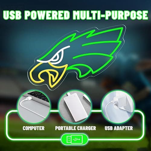 Jevuoyee Eagle Neon Signs for Wall Decor, Dimmable Eagles Logo Neon Light, LED Decor Birthday Gifts for Man Cave, Game Room, Bedroom, Bar, Bistro, Club, Cafe thumbnail 4