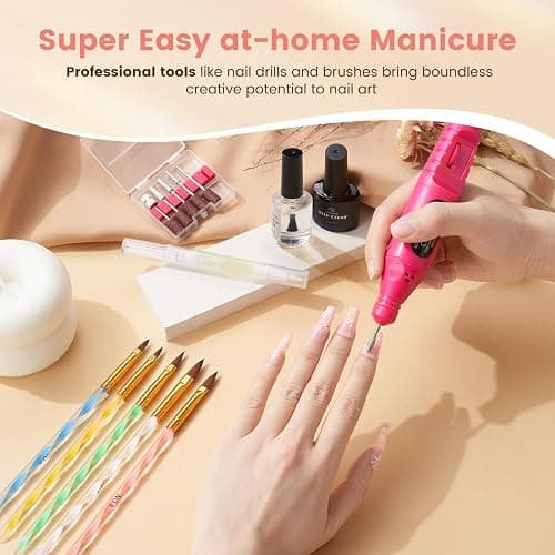 Nail Kit for Beginner with Everything- Practice Hand & 80W Nail Lamp Kit | Professional Acrylic Liquid Set, Nail Drill & U/V Lamp,24Color Glitter, Nail Starter Gifts, for Beginners Home Salon thumbnail 5