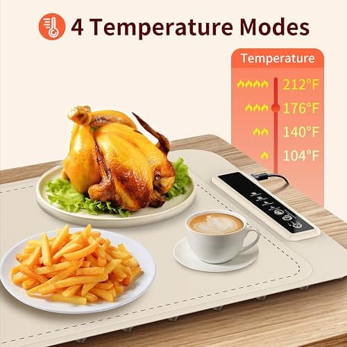 Warming Mat for Food - Electric Silicone Food Warming Tray for Buffet, Rollable Food Warmer Mat for Countertop, Fast Heating Mat with Timer and 4 Heat Levels, Portable Heating Pad for Parties Family thumbnail 3