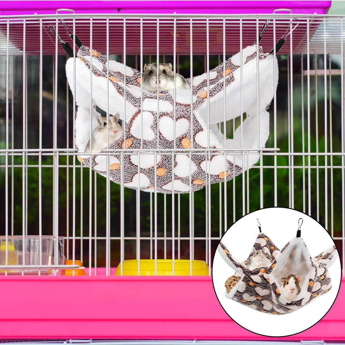 Small Pet Cage Hammock, 1 PCS Double Layer Pet Hanging Bed for Ferrets, Guinea Pigs, Hamster, Squirrel, Rabbit (30 x 30cm/11.8 x 11.8in) thumbnail 4