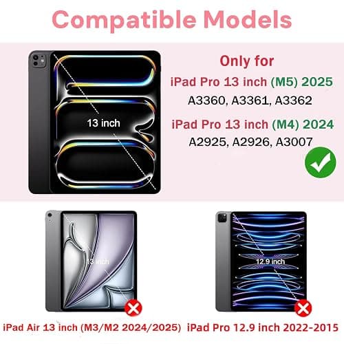 FUWANG Keyboard Case for iPad Pro 13 inch (M5/M4) 2025/2024, Magnetic Detachable Colorful Keys for iPad Pro 13 inch Case with Keyboard, Folio Case for iPad pro 13'' M5/M4 with Pencil Holder - Pink thumbnail 2