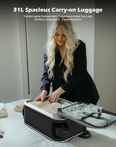 AOTOS Smart Rideable luggage-Roller carry-on luggage 22x14x9-TSA,Airline-Approved 22 inch Hardshell,Zipperless Travel Suitcase with Rolling Wheels,App Control-Cabin Suitcase for Airport Travel(Silver) thumbnail 9