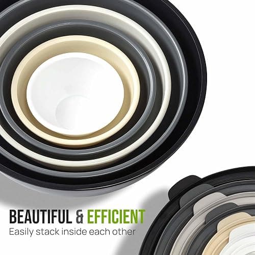 Zulay Kitchen 12 Piece Plastic Mixing Bowls with Leak-Proof Lids Set - Microwave and Freezer Safe Kitchen Mixing Bowls for Preparing, Serving and Storing - Large Nesting Bowls (Midnight Ombre) thumbnail 3
