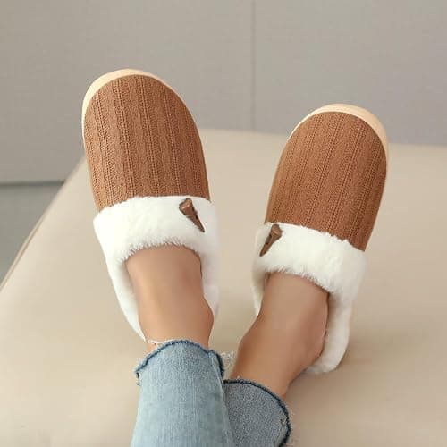 NineCiFun Women's Slip on Fuzzy Slippers Memory Foam House Slippers Outdoor Indoor Warm Plush Bedroom Shoes Scuff with Faux Fur Lining thumbnail 8