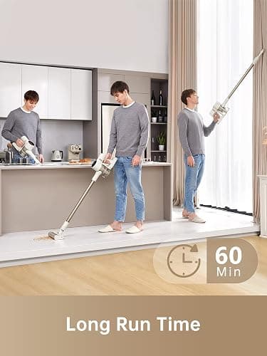 DREAME Cordless Stick Vacuum Cleaner for Home, Powerful 120AW Suction with Anti-Tangle Brush, LED Headlights, Five-Layer Filtration, Up to 60 Mins, Handheld Vacuum Deep Clean Hair, Hard Floor, Carpet thumbnail 7