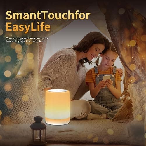 OORUN Touch Bedside Table Lamp,13 RGB Colors & 5 Brightness, USB Rechargeable Desk Lamp, Remote Control Dimmable Night Light with RGB Color Changing,Portable Lamp for Baby (2 Pack White) thumbnail 5